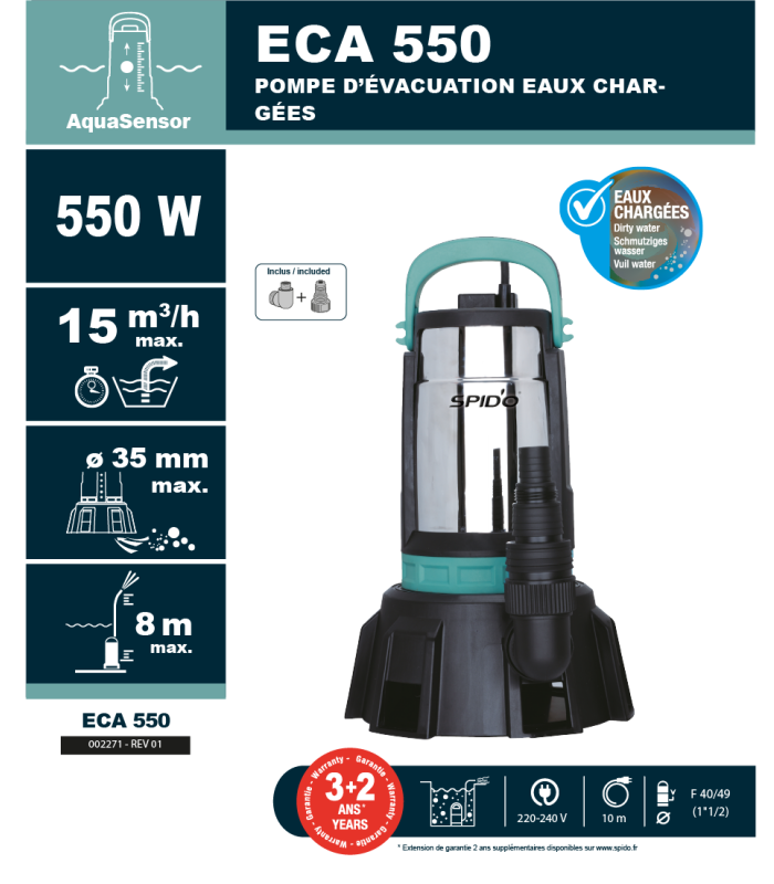 Pompe d'évacuation SPICONCEPT ECA 550 SPID'O PREMIUM
