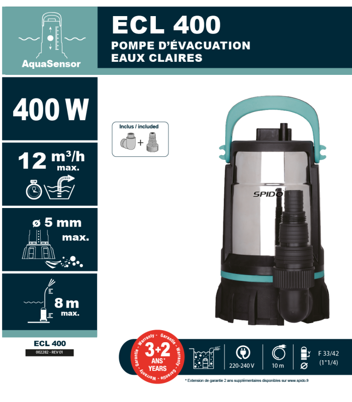 Pompe d'évacuation SPICONCEPT ECL 400 SPID'O PREMIUM