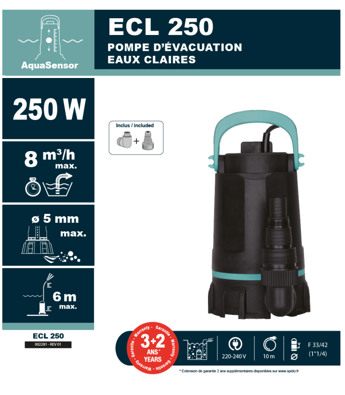 Pompe d'évacuation SPICONCEPT ECL 250 SPID'O PREMIUM