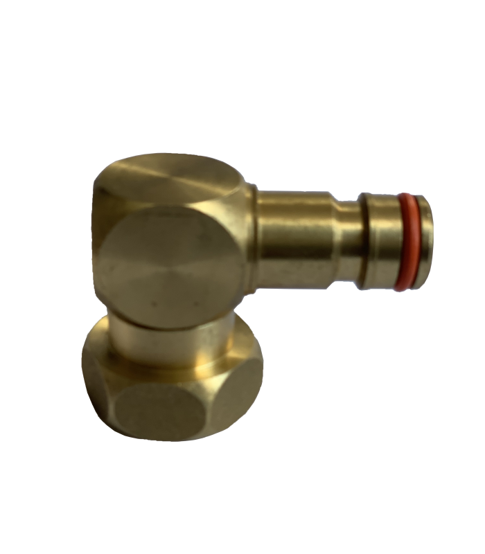 Raccord coudé laiton pour dévidoir F 20/27