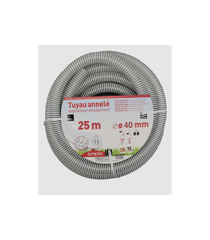 Tuyau en PVC armé souple à spirales  7 m Ø 40 mm