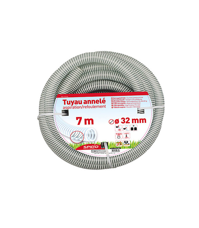 Tuyau en PVC armé souple à spirales  7 m Ø 32 mm