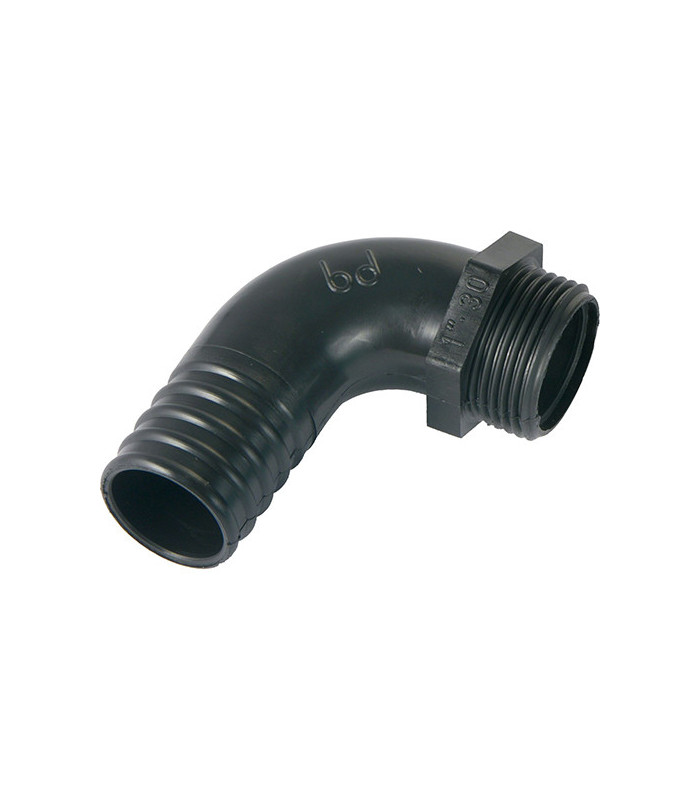 Raccord plastique coudé cannelé M 26/34 ⌀ 30