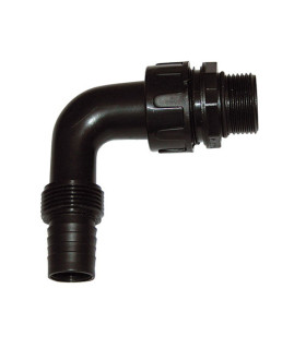 Raccord plastique coudé F33/42 sortie cannelée 25 mm