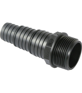 Raccord plastique droit M 26/34 cannelé