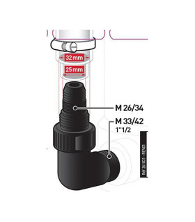 Coude plastique à visser pour pompes vide-cave M 33/42