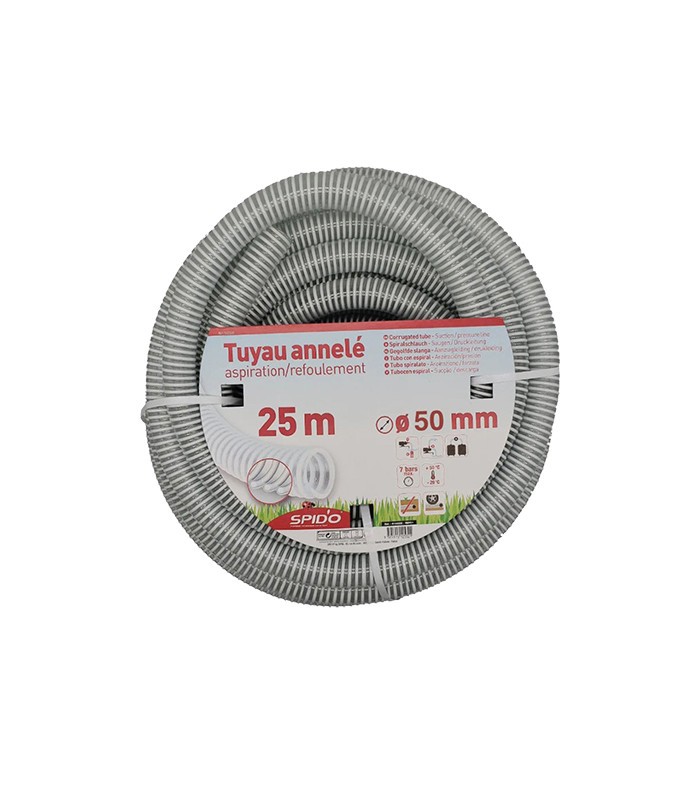 Tuyau PVC armé souple à  spirales 7 m - ∅ 50 mm