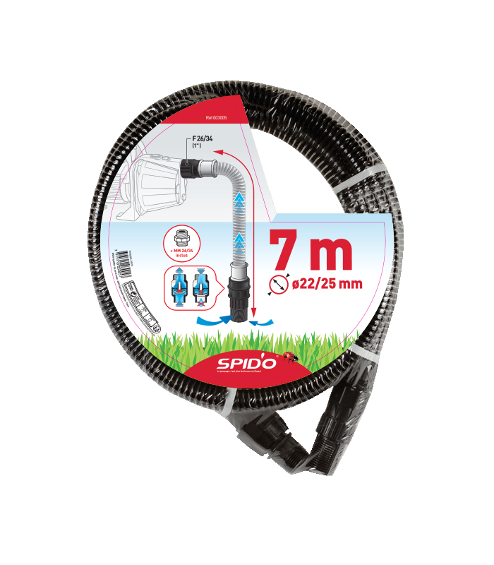 Kit d'aspiration plastique 7 m - ∅ 22 mm