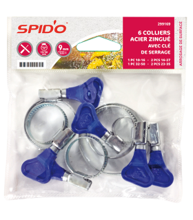 Kit 6 colliers acier zingué avec clé de serrage