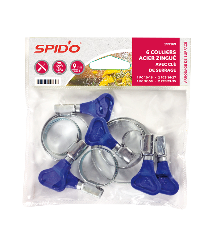 Kit 6 colliers acier zingué avec clé de serrage