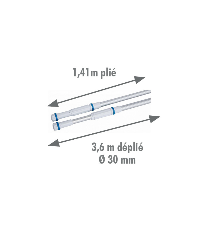 Manche télescopique aluminium 3x120cm pour accessoires piscine