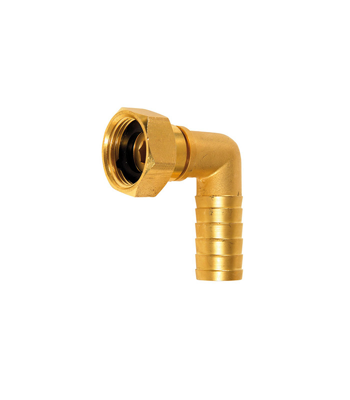 Raccord laiton coudé cannelé pour dévidoir F 15/21 ∅ 13-15 mm