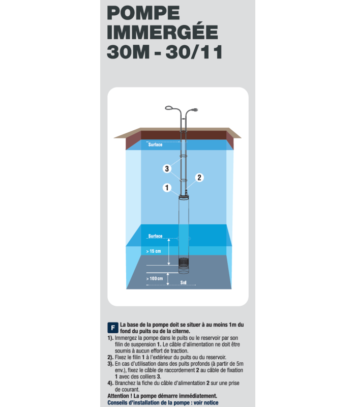 Pompe immergée de forage SPID'O PRO IMM 30/11