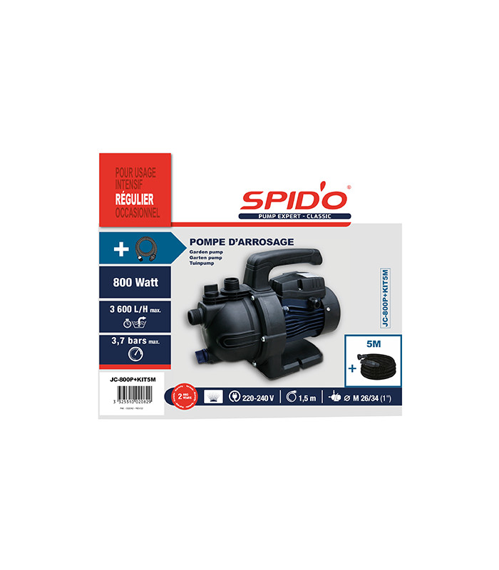 Kit JC-800-P + kit 5m Spid'O Classic avec pompe d'arrosage manuelle