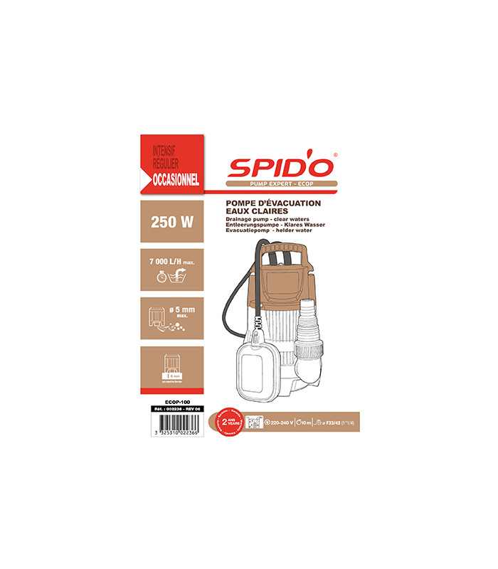 Seconde Chance - Neuf avec défaut d'emballage - Pompe d'évacuation Spid'O ECOP 100