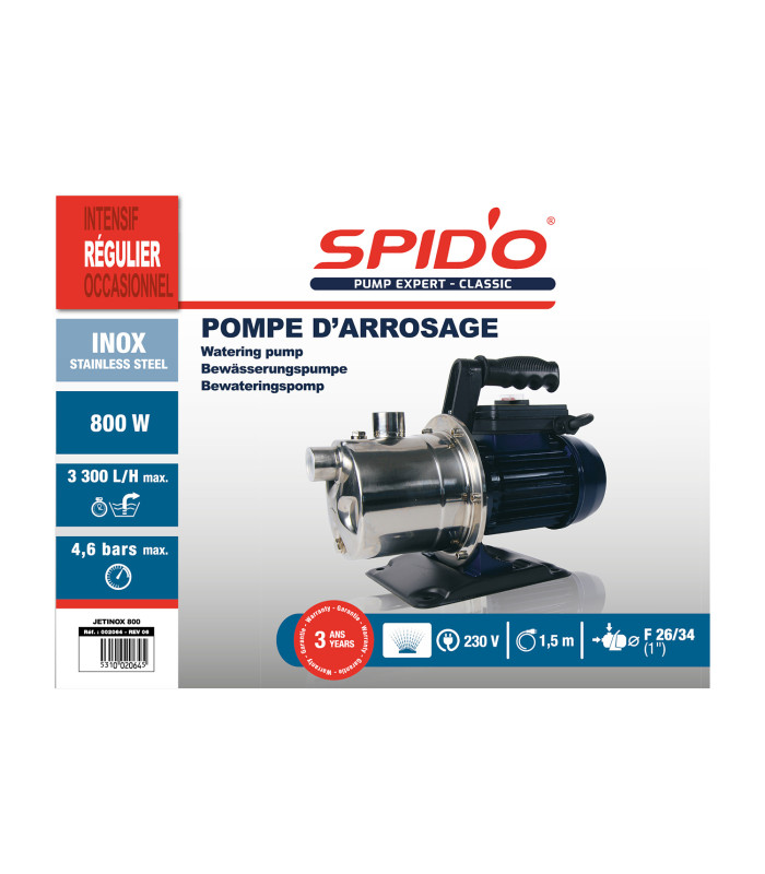 Seconde Chance - Neuf avec défaut d'emballage – Pompe d'arrosage manuelle  Spid'O Classic JETINOX 800